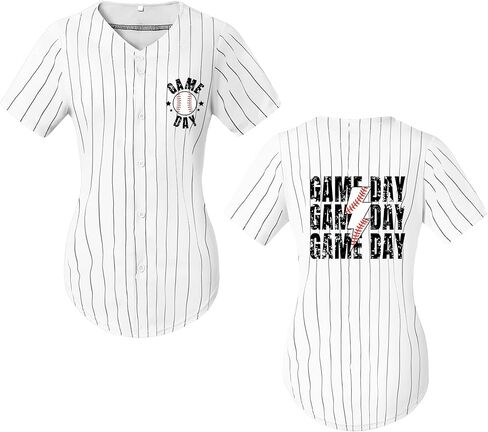 Baseball Jersey for Women Game Day Shirt V-Neck Button Down Short Sleeve Softball Shirts Cute Funny Sports Top in Saudi Arabia