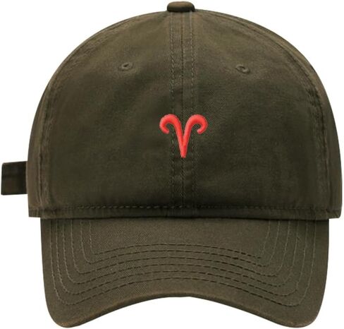 Mens Baseball Caps Aries Astrology Symbols Embroidered Washed Cotton Adjustable Dad Hat in Kuwait