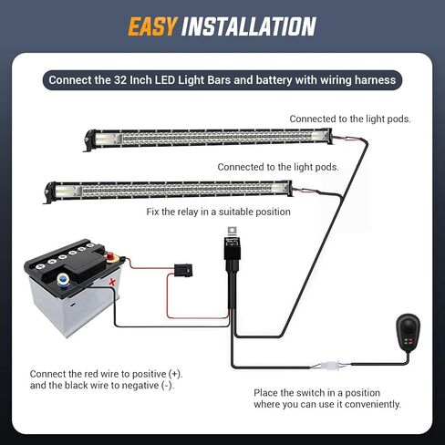 طقم شريط إضاءة LED - قطعتان شريط إضاءة 32 بوصة 300 وات، 4 قطع 4 بوصة 60 وات مصابيح LED مع قطعتين من الأسلاك، مصابيح عمل LED لشاحنة UTV ATV RV SUV Golf Tractor Cart Boat in Saudi Arabia