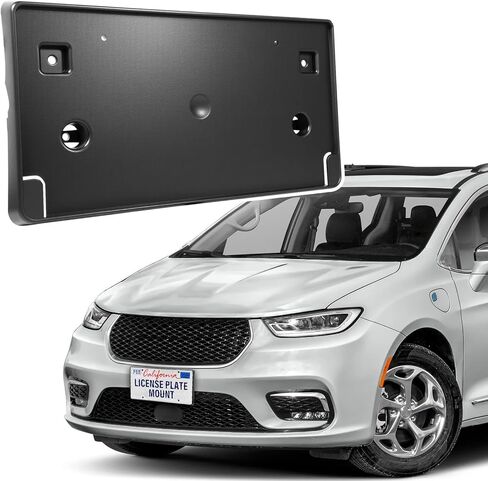 حامل لوحة الترخيص الأمامية ABS ودعامة الإطار - تصميم معزز مضاد للاهتزاز - متوافق مع Chrysler Pacifica Voyager 2017-2022، استبدال مباشر مقاوم للصدأ مع براغي، تركيب سريع in Kuwait