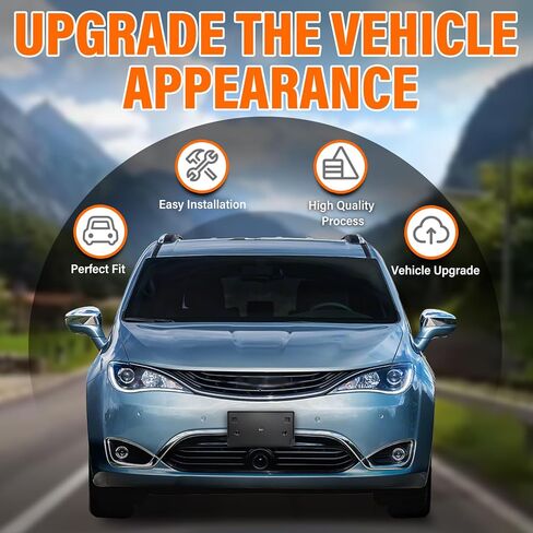 حامل لوحة الترخيص الأمامية ABS ودعامة الإطار - تصميم معزز مضاد للاهتزاز - متوافق مع Chrysler Pacifica Voyager 2017-2022، استبدال مباشر مقاوم للصدأ مع براغي، تركيب سريع in Kuwait