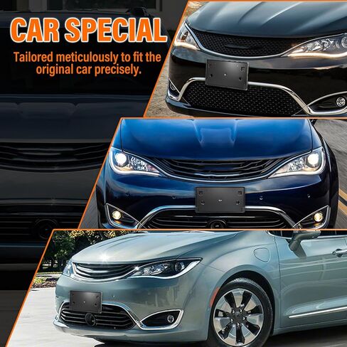 حامل لوحة الترخيص الأمامية ABS ودعامة الإطار - تصميم معزز مضاد للاهتزاز - متوافق مع Chrysler Pacifica Voyager 2017-2022، استبدال مباشر مقاوم للصدأ مع براغي، تركيب سريع in Kuwait