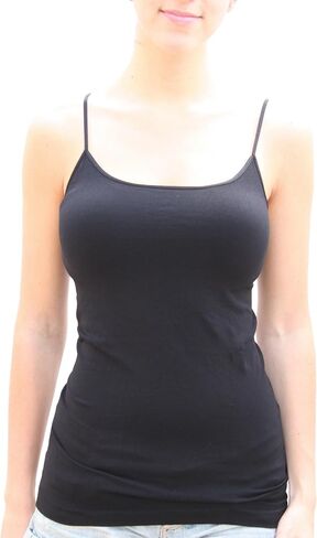 Blue 55 Women's Smooth Seamless Long Basic Spaghetti Straps Tank Top Cami in Kuwait