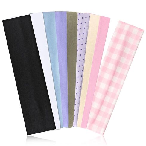 9 Pack Headbands For Women Non Slip Elastic Womens Headbands Head Bands For Women's Hair Soft Cotton Cloth Fashion Headband For Daily Workout Sports Running Yoga in Saudi Arabia
