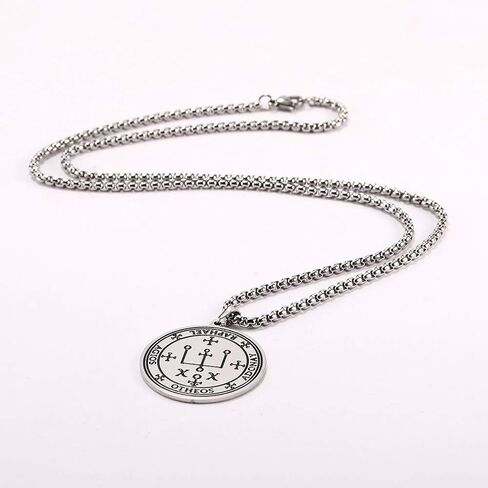 VASSAGO الفولاذ المقاوم للصدأ تعويذة من رئيس الملائكة رافائيل سيجيل قلادة الملاك السحر جولة سحر النقش تميمة سلسلة واسعة للرجال والنساء in Kuwait