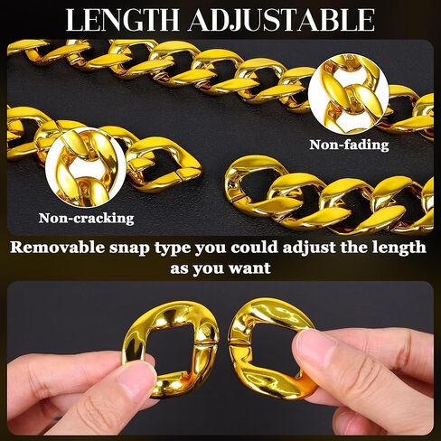 6 PCS Gold Dollar Chain Necklace for Men Women Dollar Sign Pendant Money Necklace Fake Plastic Chunky Gold Chain Set 80s 90s Punk Hip Hop Rapper Costume Accessory in Saudi Arabia