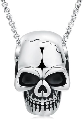 Urn Necklace for Ashes Retro Skull Pendant Cremation Jewelry Vintage Gothic Punk Jewelry Skeleton Head Rapper Cremation Keepsake Memorial Pendant Necklace Jewelry for Men/Women Halloween Jewelry Gift in Saudi Arabia