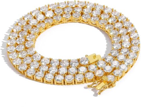 generic Iced Out Chains for Men Women - 18K Plated Gold Silver Rose gold 3mm 4mm 5mm Single row zircon - Hip Hop Tennis Chain - Hip Hop Necklace Rapper Jewelry in Saudi Arabia