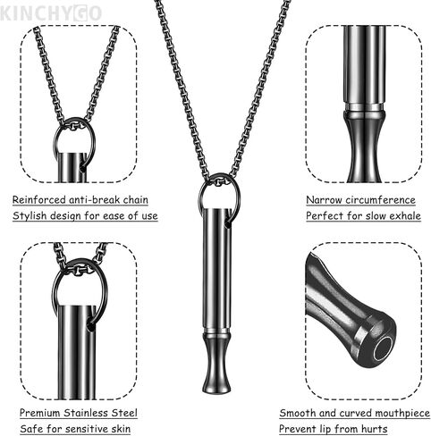 4 Pack Breathing Necklace Stainless Steel Breathe Necklaces for Women Men in Kuwait