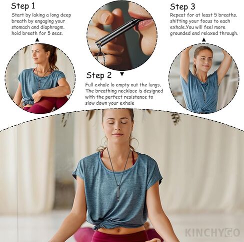 4 Pack Breathing Necklace Stainless Steel Breathe Necklaces for Women Men in Kuwait