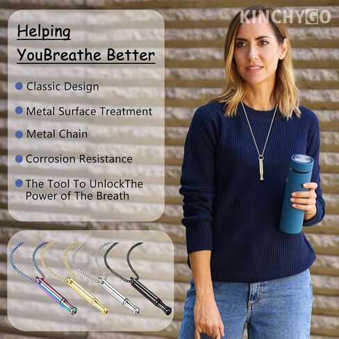4 Pack Breathing Necklace Stainless Steel Breathe Necklaces for Women Men in Kuwait