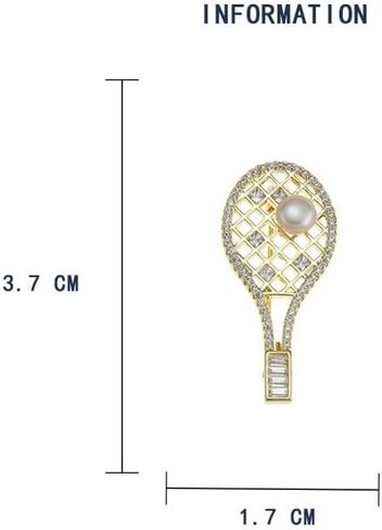 Kokoma Dainty Tennis Racket Brooch Badge for Women, Gold-Tone Pearl Crystal Tennis Sports Lapel Pin Scarf Shawl Clip for Cloth Dress Accessory Jewelry in Saudi Arabia
