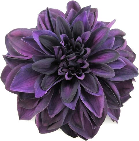 Large 7 inch Deep Purple Dinner Plate Dahlia Silk Flower Brooch Pin in Kuwait