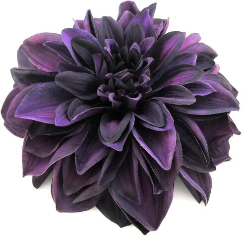Large 7 inch Deep Purple Dinner Plate Dahlia Silk Flower Brooch Pin in Kuwait