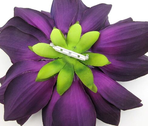 Large 7 inch Deep Purple Dinner Plate Dahlia Silk Flower Brooch Pin in Kuwait
