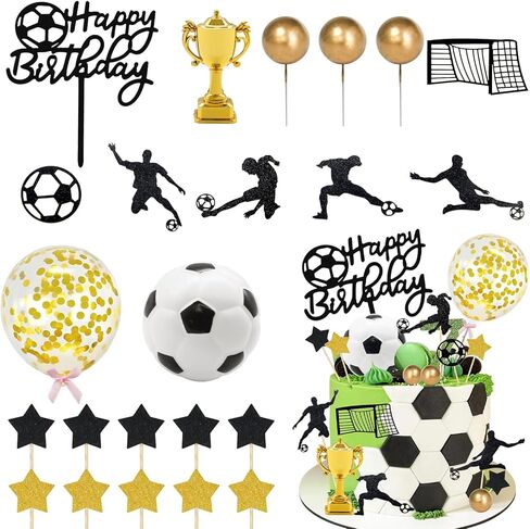 كعكة كرة القدم توبر 29pcs كرة كرة القدم لاعب الكعكة الديكور كرة القدم تمثال لكرة القدم الديكور كعكة عيد ميلاد الرجال in Kuwait