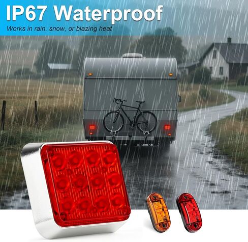 LIGBT Red LED Magnetic Trailer Lights 2Packs Wireless Trailer Stop Brake Turn tail lights for Trucks Vehicles Rechargeable Strobe Beacon Light Portable Square Flashing Tow Light 12V 24V in Kuwait