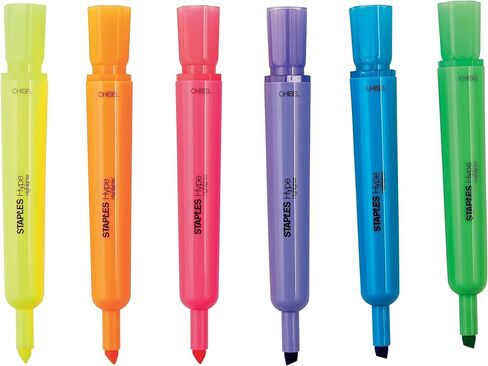 STAPLES Tank Highlighters, Chisel Tip, Assorted Colors, 36 Pack – Hype Bold Ink Highlighting Markers for High‑Volume Office & School Use in Saudi Arabia