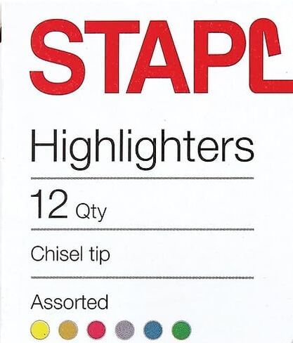STAPLES Tank Highlighters, Chisel Tip, Assorted Colors, 36 Pack – Hype Bold Ink Highlighting Markers for High‑Volume Office & School Use in Saudi Arabia