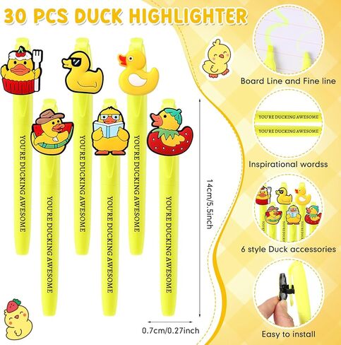 Gueevin 30 Pcs You're Awesome Yellow Highlighter Employee Appreciation Duck Gifts Inspirational Pens for Thank You Duck Lovers Coworkers Teacher Team Staff in Saudi Arabia