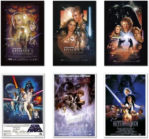 ملصق توقف على الإنترنت Star Wars الحلقة I وII وIII وIV وV وVI - مجموعة ملصقات الفيلم (6 ملصقات أفلام فردية بالحجم الكامل) (مقاس 24 بوصة × 36 بوصة لكل منها) in Kuwait