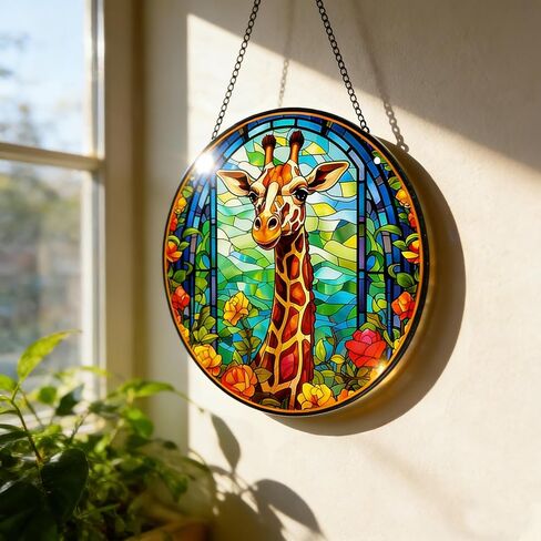 MATIHAY Giraffe Acrylic Window Hanging - Funny Giraffe Wall Decor Tropical Party Decorations, Giraffe Room Decor for Nursery New Home Gifts (L, Giraffe) in Kuwait