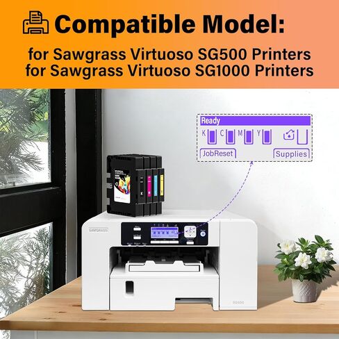 الإصدار 3.09 SG500 خراطيش حبر التسامي متوافقة مع طابعات Sawgrass SG500 SG1000، مع رقائق مستوى النانو، متوافقة مع إصدارات البرامج الثابتة 3.09 وأدناه (BK/C/M/Y، 4 عبوات) in Kuwait