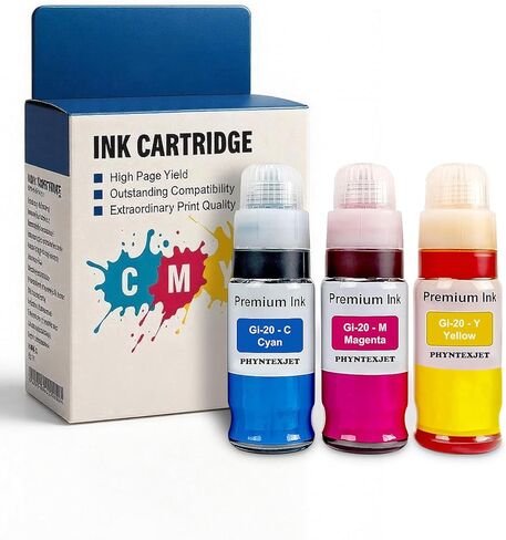 G7020 Ink Refill Bottles GI-20 GI20 GI 20 Compatible for Canon PIXMA G6020 G5020 MegaTank Printer (Black, Cyan, Magenta, Yellow, 4-Pack) (Black, Cyan, Magenta, Yellow) in Saudi Arabia