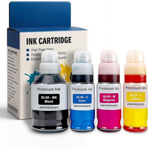 G7020 Ink Refill Bottles GI-20 GI20 GI 20 Compatible for Canon PIXMA G6020 G5020 MegaTank Printer (Black, Cyan, Magenta, Yellow, 4-Pack) (Black, Cyan, Magenta, Yellow) in Saudi Arabia