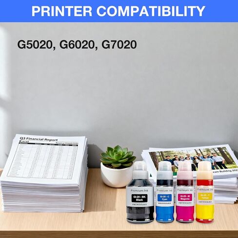 G7020 Ink Refill Bottles GI-20 GI20 GI 20 Compatible for Canon PIXMA G6020 G5020 MegaTank Printer (Black, Cyan, Magenta, Yellow, 4-Pack) (Black, Cyan, Magenta, Yellow) in Saudi Arabia