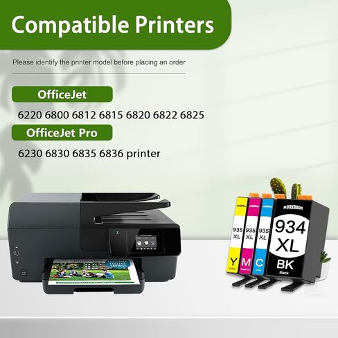 934XL 935 XL Ink Cartridges Combo Pack (4-Pack, 1Black/1Cyan/1Magenta/1Yellow) Replacement for HP 934 and 935 Ink cartridges Officejet Pro 6830 6230 6835 6812 6815 6820 6220 6800 Printer in Kuwait