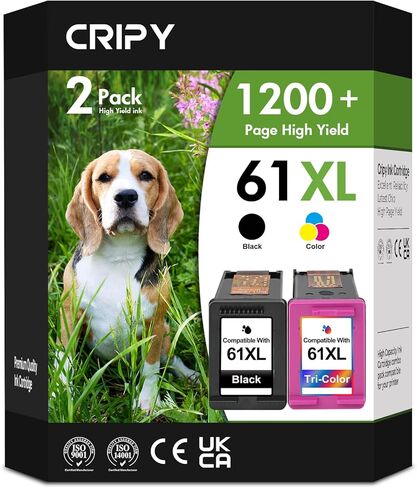 CRIPY 61XL 61 Ink Cartridge Combo Pack Replacement for HP Ink 61 61XL Ink Cartridges for Envy 4500 5530 4502 OfficeJet 4630 Deskjet 2540 3510 Printer (61-XL Ink, 2-Pack) in Saudi Arabia