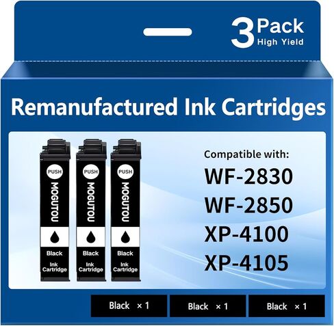 مُعاد تصنيعها لخراطيش الحبر 212XL لطابعة Epson لخراطيش الحبر الأسود Epson 212 XL لطابعات Workforce WF-2850 WF-2830 Expression Home XP-4105 XP-4100 (3 عبوات) in Kuwait