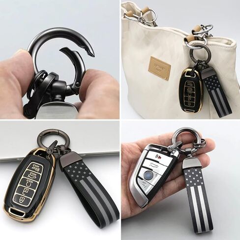 USA Flag Car Keychain with Zinc Alloy Ring, Suitable for Trucks, Fords, Jeeps, Men's Car Accessories, Stylish Design, Showcasing Personality in Saudi Arabia