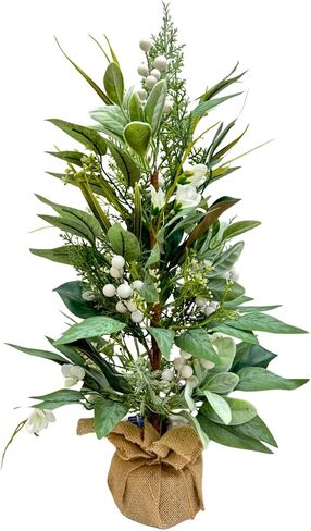 Lighted Spring Summer Artificial Eucalyptus Tabletop Tree with 20 LEDs and Timer Artificial Gypsophila and Magnolia Plant for Spring Summer Decor Office Decoration Mantel and Table Centerpiece in Kuwait