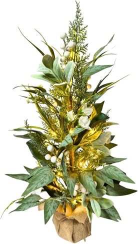 Lighted Spring Summer Artificial Eucalyptus Tabletop Tree with 20 LEDs and Timer Artificial Gypsophila and Magnolia Plant for Spring Summer Decor Office Decoration Mantel and Table Centerpiece in Kuwait