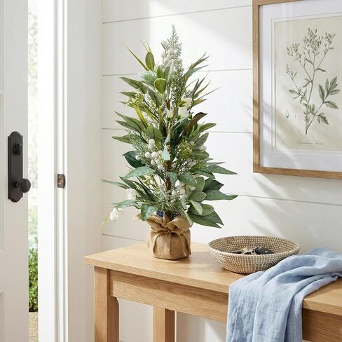 Lighted Spring Summer Artificial Eucalyptus Tabletop Tree with 20 LEDs and Timer Artificial Gypsophila and Magnolia Plant for Spring Summer Decor Office Decoration Mantel and Table Centerpiece in Kuwait