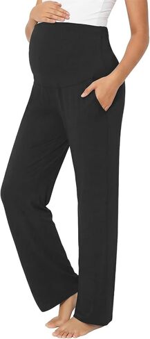 Summer Mae Viscose Maternity Pajama Pants Pregnancy Lounge Pant Soft Wide Leg Stretchy Sleepwear Trousers with Pockets in Kuwait
