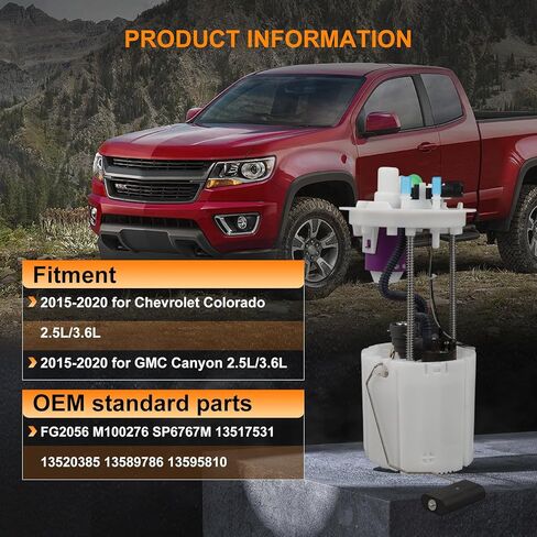 FG2056 Fuel pump assembly - Compatible with 2015 2016 2017 2018 2019 2020 for Chevrolet Colorado 2.5L/3.6L 2015 2016 2017 2018 2019 2020 for GMC Canyon 2.5L/3.6L Electric Fuel Pump SP6767M in Saudi Arabia