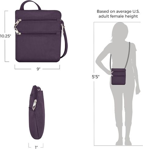 Travelon Anti-theft Classic Slim Double Zip Crossbody in Kuwait