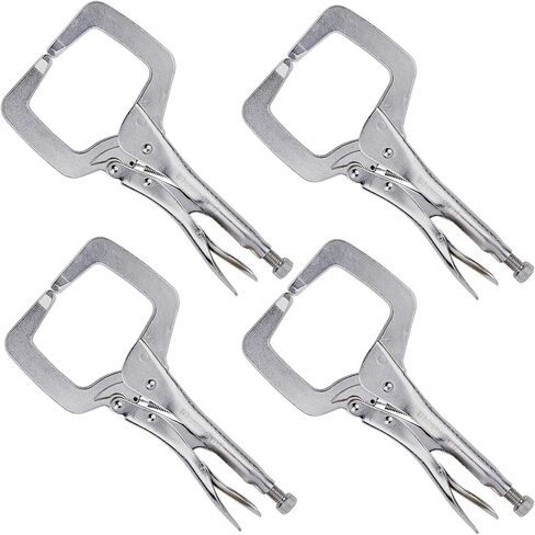 11" Locking C-Clamp Pliers, 3-3/8" Max Jaw Opening & 2-3/8" Throat Depth, 900 Lbs Heavy Duty Clamping Force, Heat-Treated Alloy Steel with Nickel Plating for Welding & Woodworking 2 Pack in Saudi Arabia