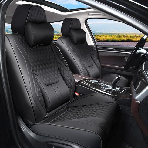 أغطية مقاعد السيارة مع وسادة للرقبة، أغطية أمامية للسيارات، غطاء مقعد السيارة الأمامي، واقي مقعد السيارة مقاوم للماء، وسادة مقعد السيارة الجلدية، أغطية داخلية عالمية لحماية مقاعد معظم السيارات in Kuwait