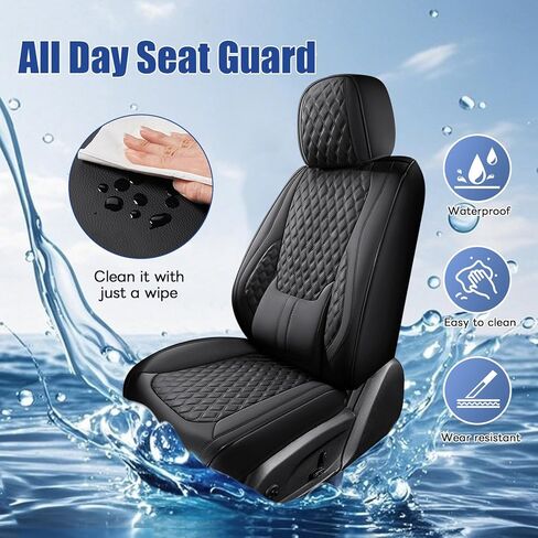 أغطية مقاعد السيارة مع وسادة للرقبة، أغطية أمامية للسيارات، غطاء مقعد السيارة الأمامي، واقي مقعد السيارة مقاوم للماء، وسادة مقعد السيارة الجلدية، أغطية داخلية عالمية لحماية مقاعد معظم السيارات in Kuwait