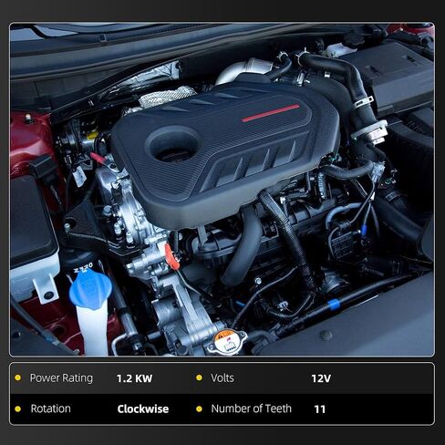 Dasbecan Starter متوافق مع Hyundai Tucson 2010-2015 Sonata 2015-2019 Santa Fe Sport 2017-2018، Kia Optima Sorento 2016-2020 L4 2.0L 2.4L 1.2KW 11 أسنان بديلة # 36100-2G250 36100-2G210 34006N in Saudi Arabia