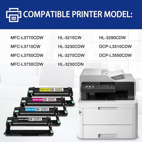 4 Pack DR223CL DR-223CL Drum Unit Replacement for Brother MFC-L3770CDW L3710CW L3750CDW L3730CDW HL-3210CW 3230CDW 3270CDW 3230CDN DCP-L3510CDW L3550CDW Printer(1BK+1C+1M+1Y,Toner is not Included). in Kuwait