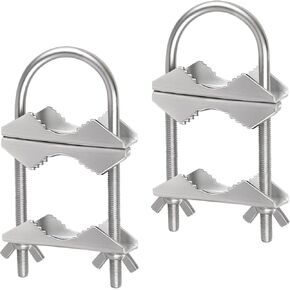 Double Antenna Mast Clamp V Jaw Bracket with U Bolts Heavy Duty Anti-Rust Mast to Mast Mounting Hardware Kit for Outdoor TV Antenna,CB Ham Antenna,Radio Antenna,Pipe,Flag Pole (2) in Kuwait