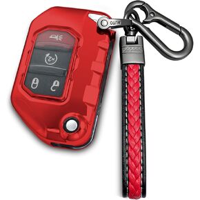 for Jeep Key fob Cover with Metal/Leather Keychain,TPU Key case,Compatible with 2020 2021 2022 2023Wrangler JL JLU Gladiator JT Rubicon Remote Smart Key,Transparent Pink in Kuwait