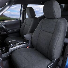 Front Seat Covers for Toyota Tacoma 2005-2015 Crew Cab with Non-Folding Passenger Seat Foam Padded for Enhanced Comfort & Protection - Black in Kuwait