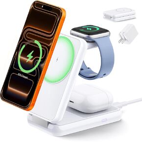 iVANKY for iPhone 16 Pro Max 3 in 1 Foldable Wireless Charging Station for MagSafe Magnetic Charger, Travel Stand Fast Charge Multiple Devices for iPhone 16/15/14/12/11/X-Apple iWatch Ultra/SE-Airpods in Kuwait