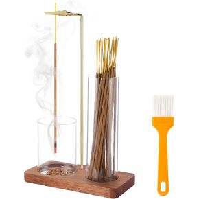حامل بخور 2 في 1 للعصي مع جهاز التقاط الرماد الزجاجي، مبخرة عصا البخور المضادة للرماد مقلوبة، حامل بخور عمودي حديث لليوجا والمنتجعات الصحية والتأمل وديكور المنزل (مربع) in Kuwait